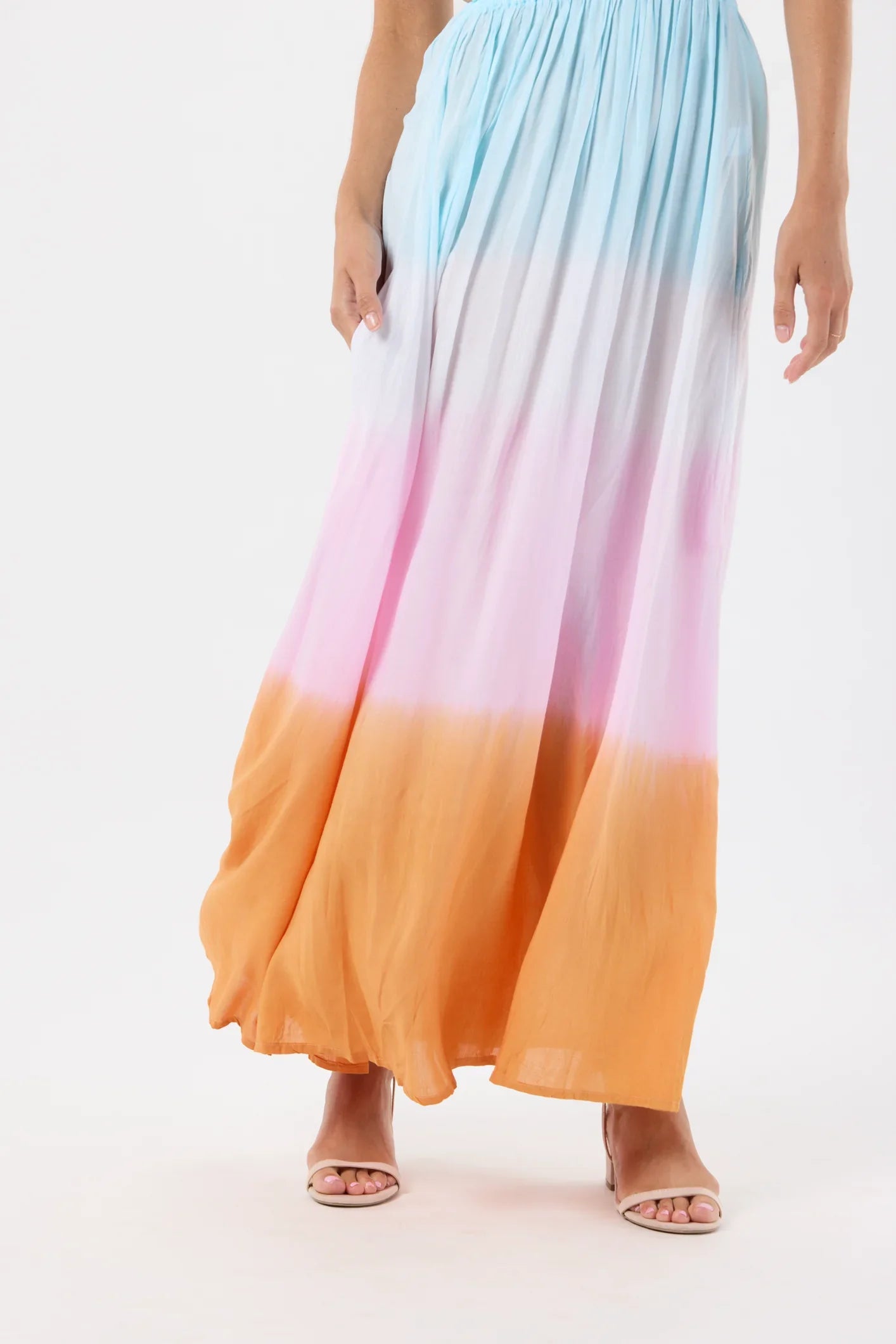 Tiare Hawaii Andy Maxi Dress - Aqua Pink Rust Ombre