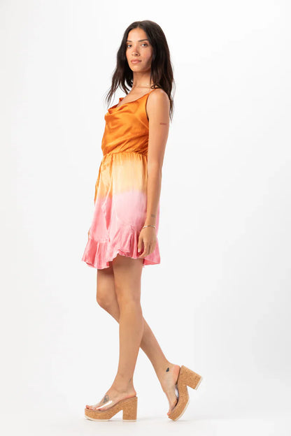 Tiare Hawaii Aura Silk Mini Dress - Rust Pink Ombre