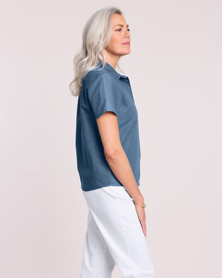 BLAIR Women’s Top DenimLite Camp Shirt (Misses) - x3