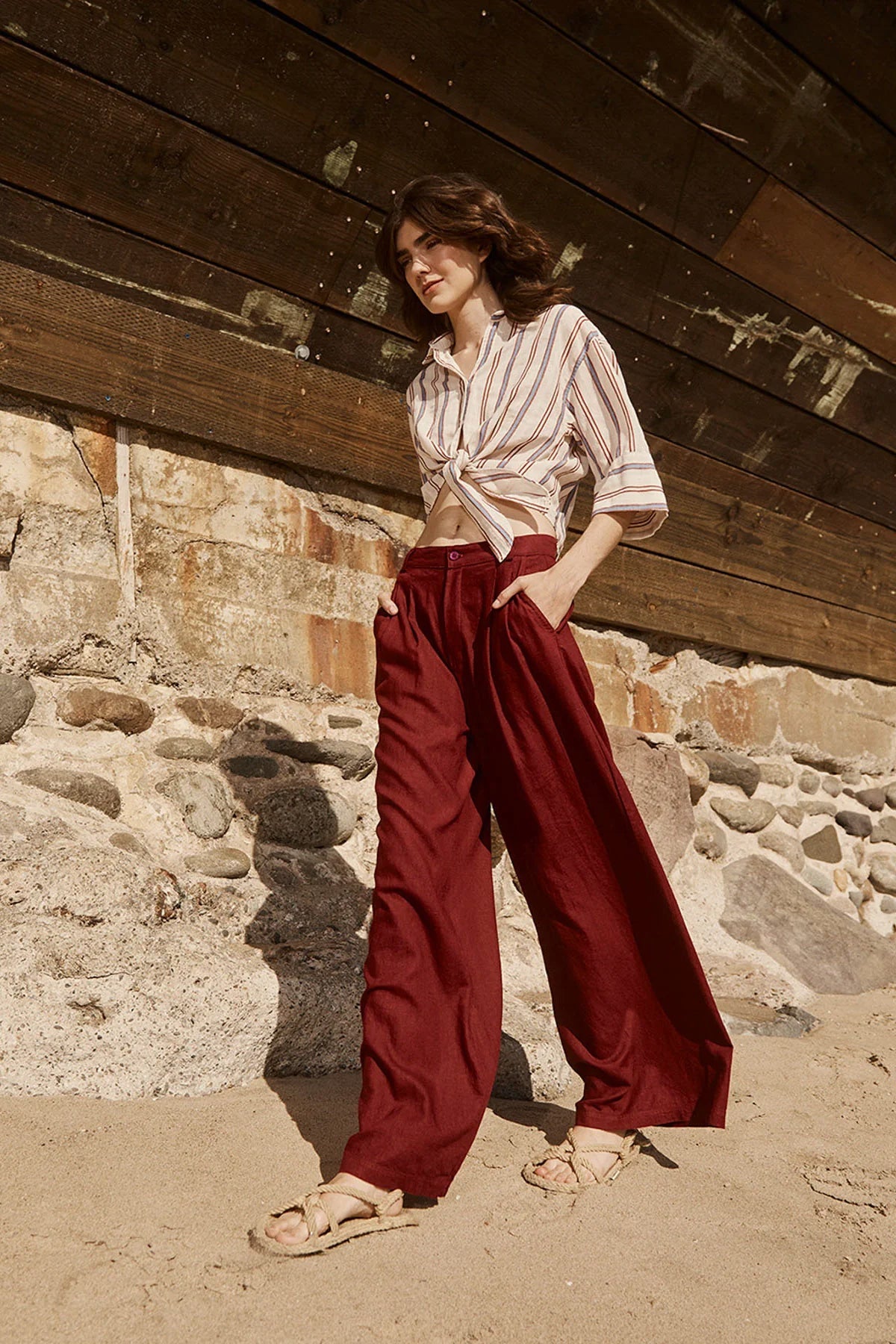BAILEY/44 Women's Stateside Linen Wide Leg Trouser
