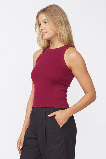 BAILEY/44 Women's Stateside Luxe 2x1 Rib 90's Tank in Bordeaux