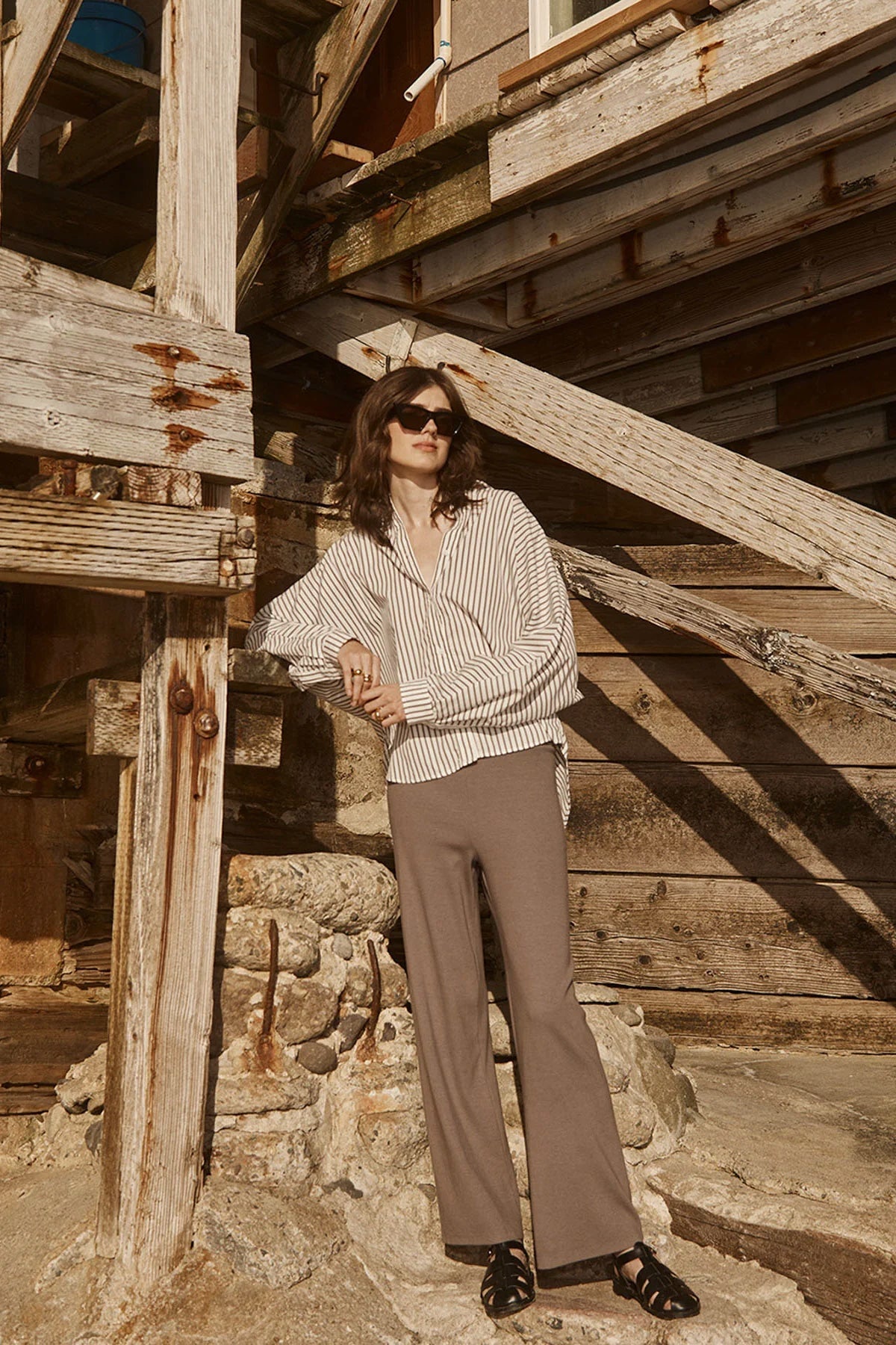 BAILEY/44 Women's Stateside Luxe 2x1 Rib Cropped Pant in Twig