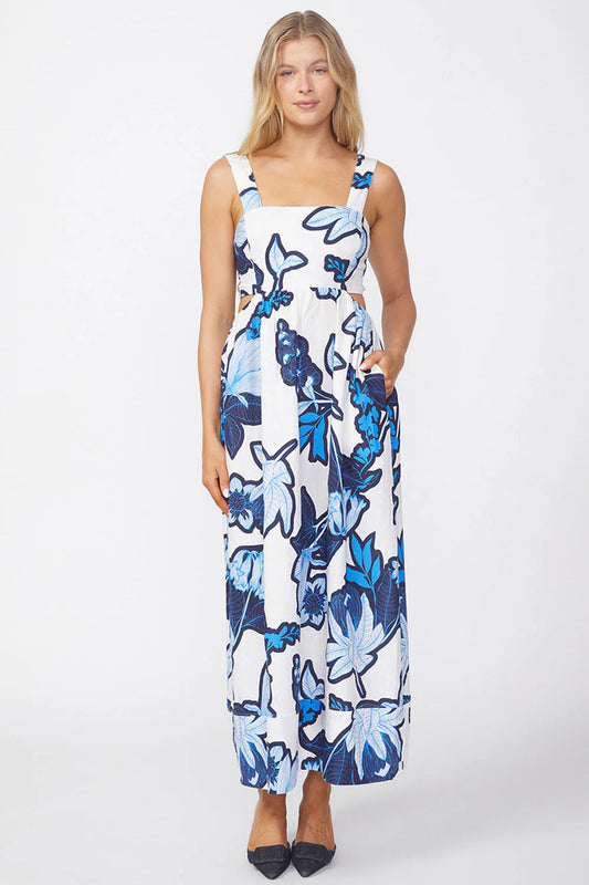 BAILEY/44 Women's Stateside Tropical Floral Linen Maxi Dress in Sport Blue