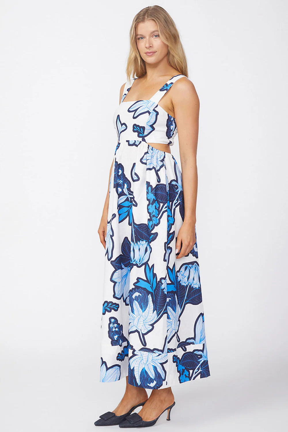 BAILEY/44 Women's Stateside Tropical Floral Linen Maxi Dress in Sport Blue