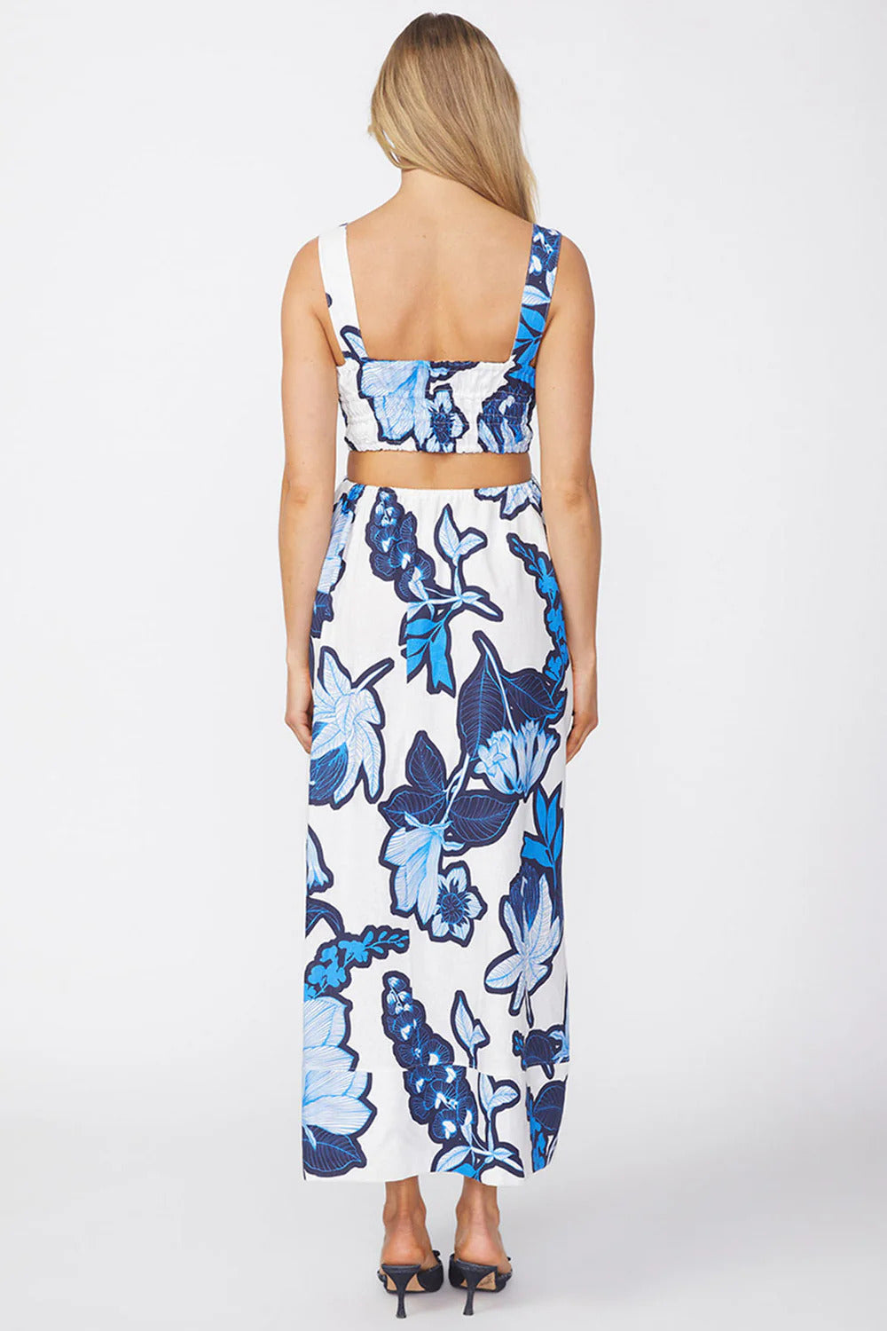 BAILEY/44 Women's Stateside Tropical Floral Linen Maxi Dress in Sport Blue