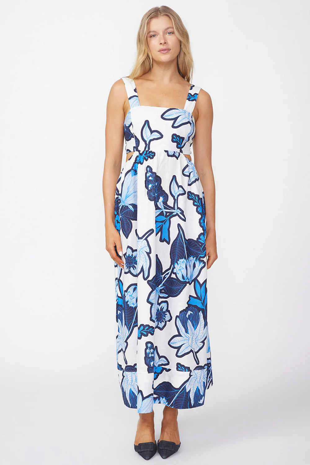 BAILEY/44 Women's Stateside Tropical Floral Linen Maxi Dress in Sport Blue