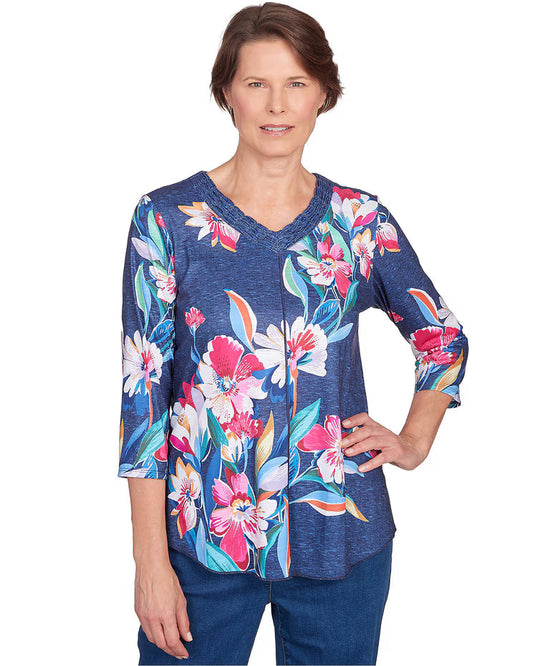 BLAIR Women’s Top Alfred Dunner In Full Bloom Placed Floral Top (Misses) - x3