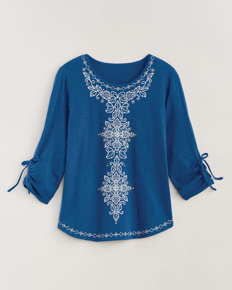 BLAIR Women’s Top Alfred Dunner Summer Solstice Embroidery Knit Top (Women Plus) - x2