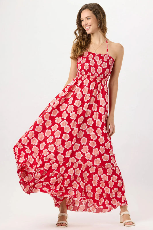 Tiare Hawaii Bellini Maxi Dress - Lanai Floral Red
