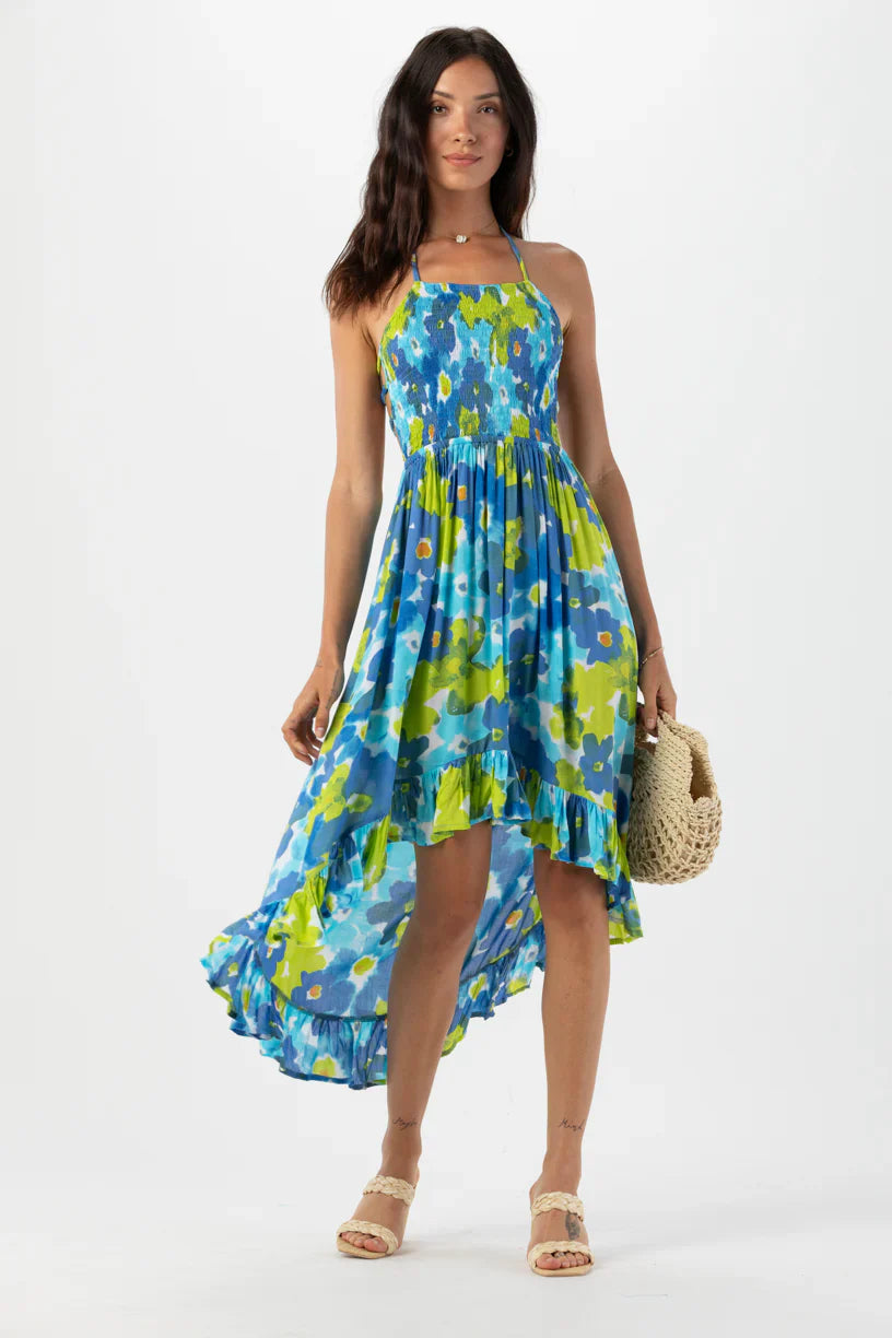 Tiare Hawaii Bellini Midi Dress - Watercolor Dreams Blue
