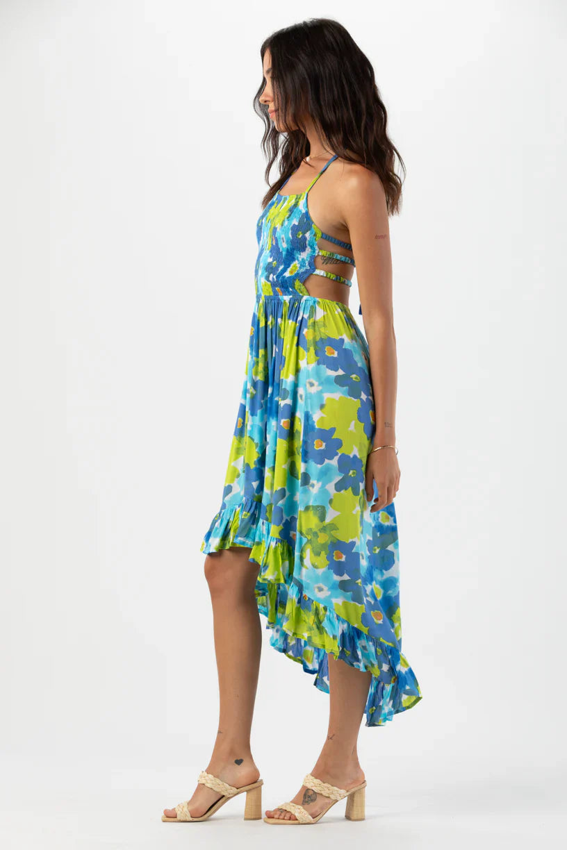 Tiare Hawaii Bellini Midi Dress - Watercolor Dreams Blue
