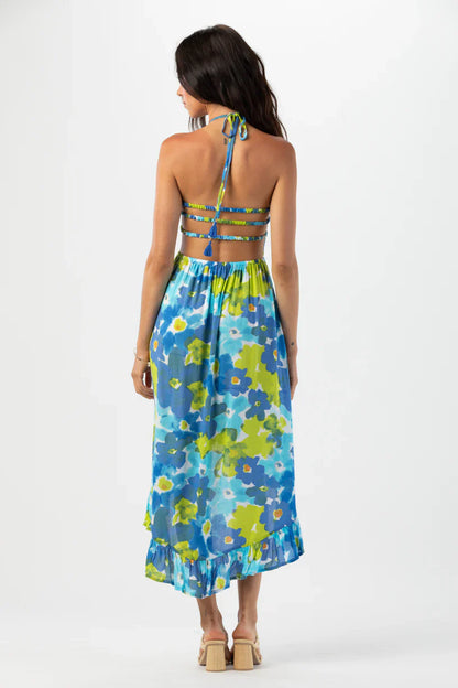 Tiare Hawaii Bellini Midi Dress - Watercolor Dreams Blue