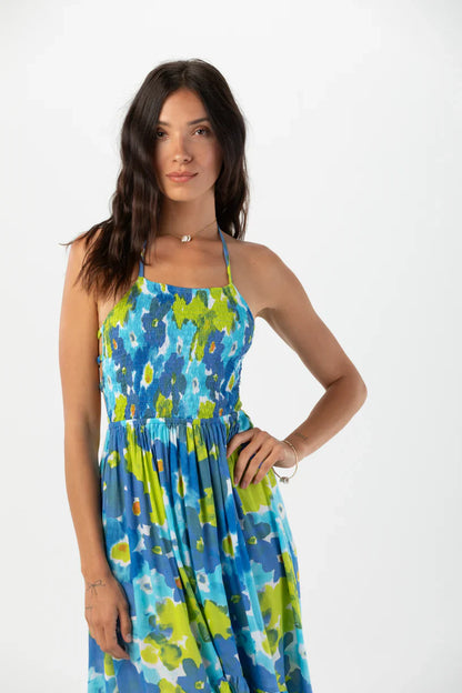 Tiare Hawaii Bellini Midi Dress - Watercolor Dreams Blue