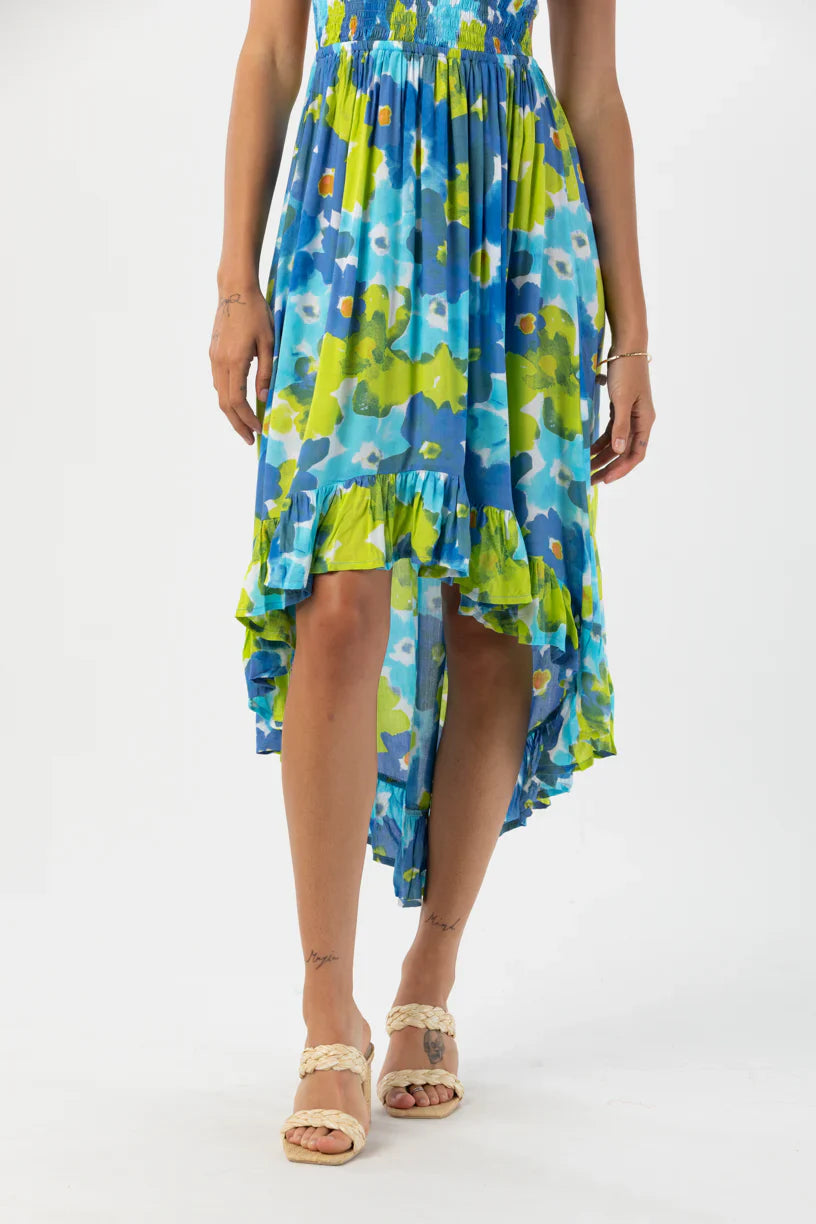 Tiare Hawaii Bellini Midi Dress - Watercolor Dreams Blue