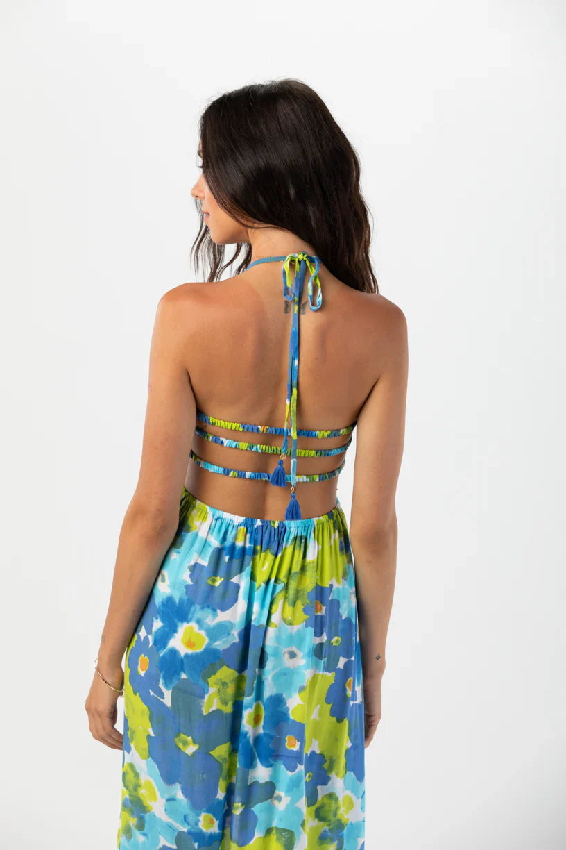 Tiare Hawaii Bellini Midi Dress - Watercolor Dreams Blue