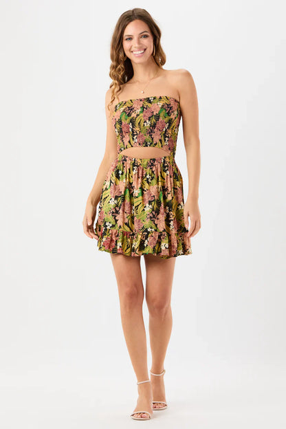 Tiare Hawaii Boracay Mini Dress - Molokai Floral Black
