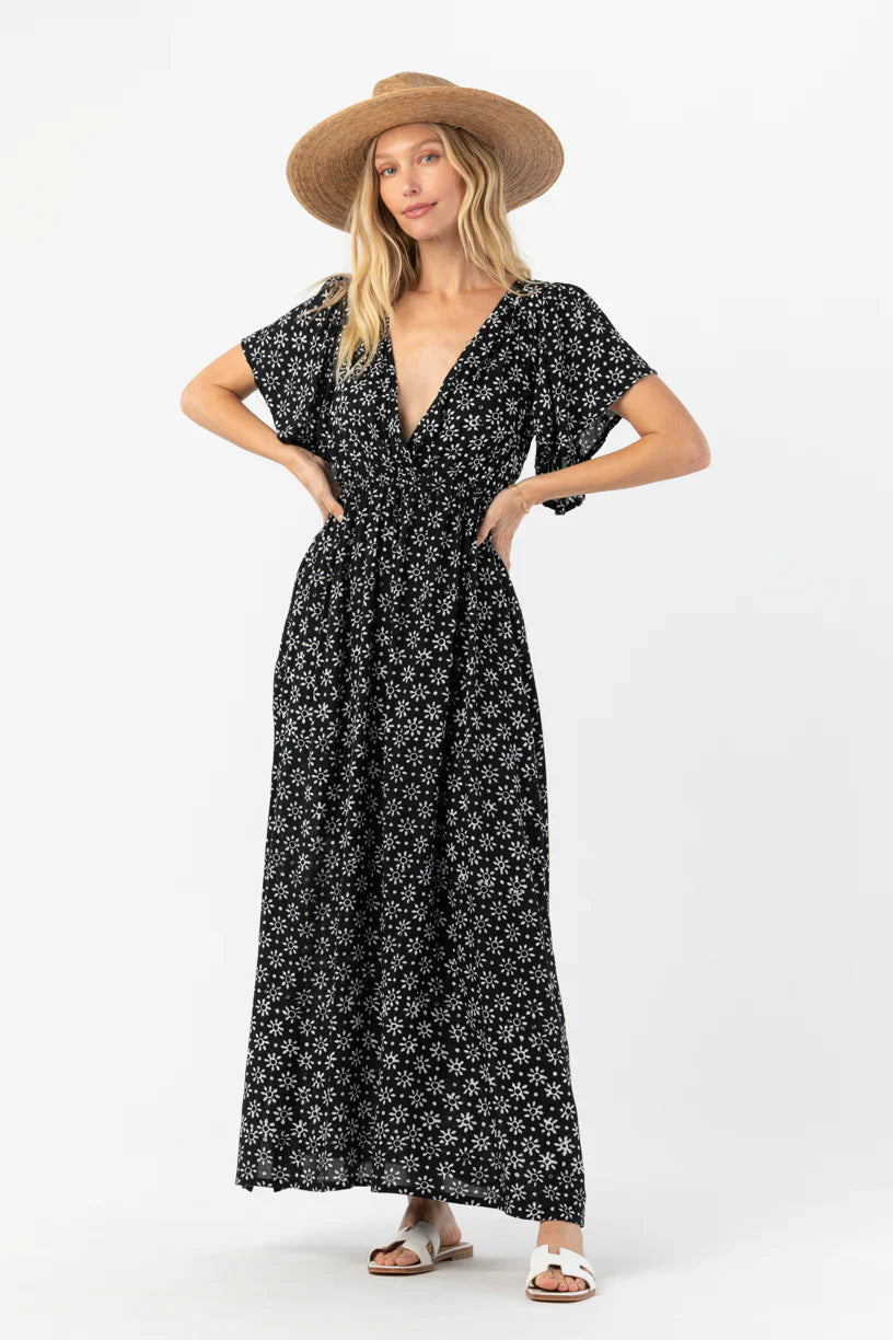 Tiare Hawaii Bowie Maxi Dress - Batik Sun Black White