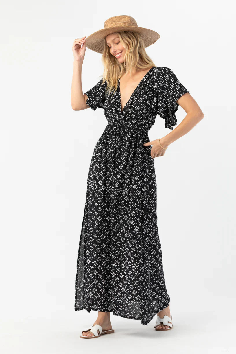 Tiare Hawaii Bowie Maxi Dress - Batik Sun Black White