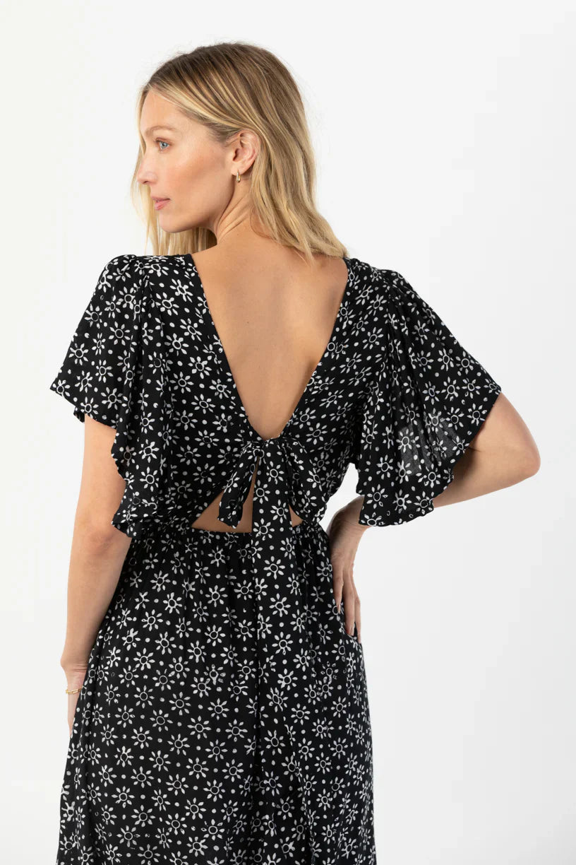 Tiare Hawaii Bowie Maxi Dress - Batik Sun Black White