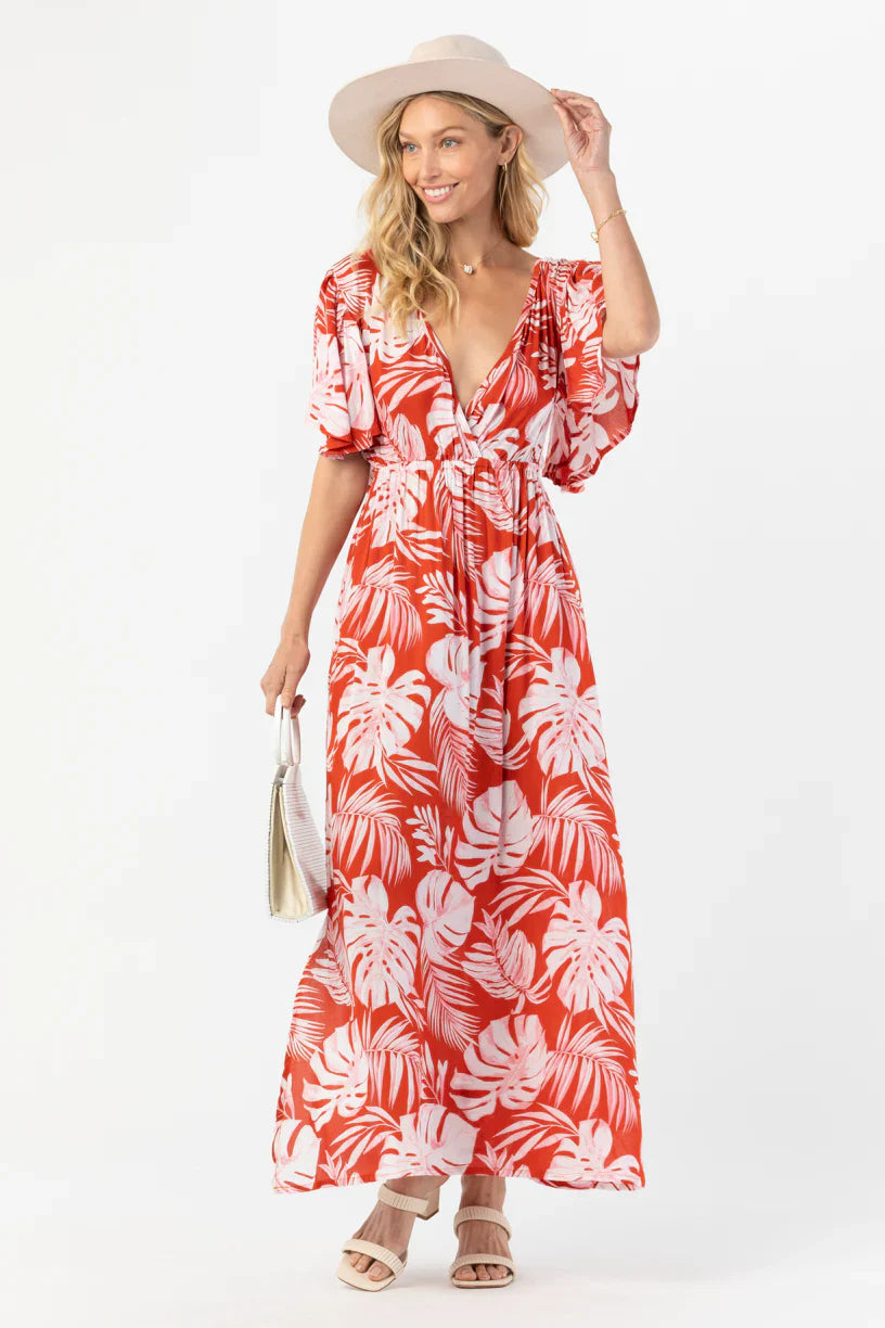 Tiare Hawaii Bowie Maxi Dress - Monstera Rust