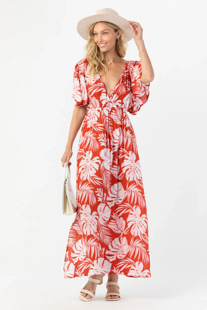 Tiare Hawaii Bowie Maxi Dress - Monstera Rust