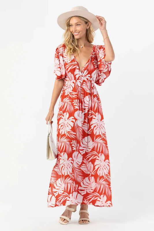 Tiare Hawaii Bowie Maxi Dress - Monstera Rust