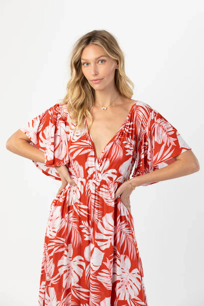 Tiare Hawaii Bowie Maxi Dress - Monstera Rust