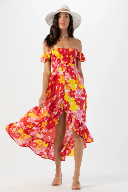 Tiare Hawaii Brooklyn Maxi Dress - Watercolor Dreams Red
