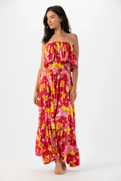 Tiare Hawaii Bungalow Maxi Dress - Watercolor Dreams Red