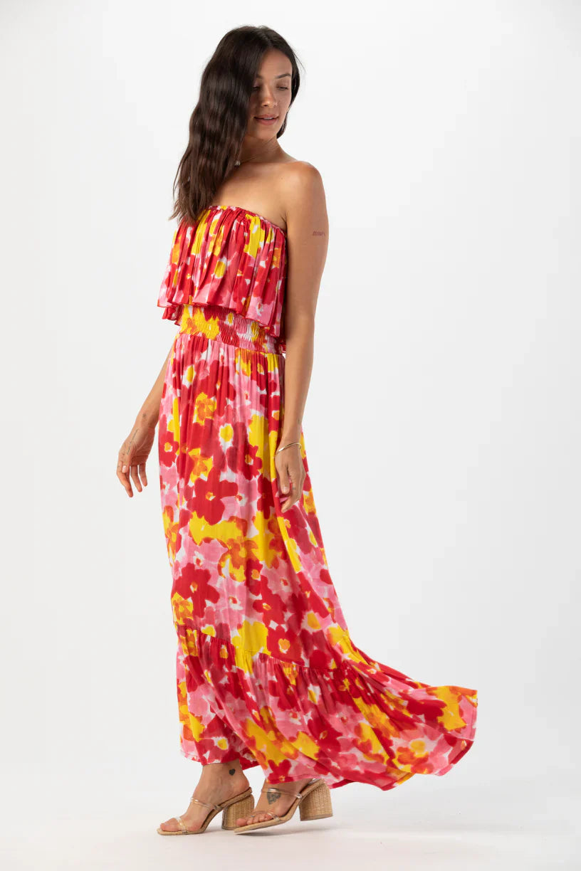 Tiare Hawaii Bungalow Maxi Dress - Watercolor Dreams Red