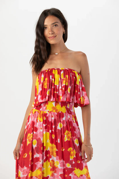 Tiare Hawaii Bungalow Maxi Dress - Watercolor Dreams Red