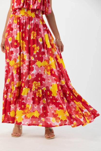 Tiare Hawaii Bungalow Maxi Dress - Watercolor Dreams Red