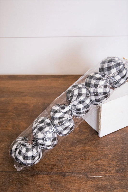 Decorator's Warehouse 3” Fabric Black Plaid Pumpkin - Set of 6