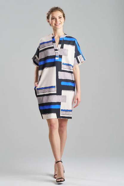 Natori Block Printed Scuba Caftan Dress