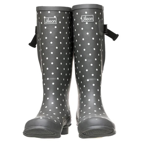 Jileon Rain Boots Extra Wide Calf Womens' Rain Boots - Grey Spot - Up to 20 inch calf. Wide in Foot & Ankle