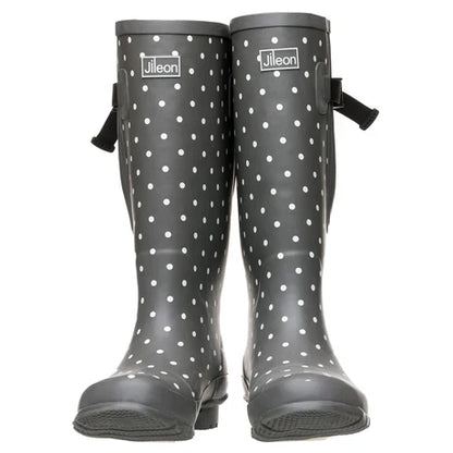 Jileon Rain Boots Extra Wide Calf Womens' Rain Boots - Grey Spot - Up to 20 inch calf. Wide in Foot & Ankle