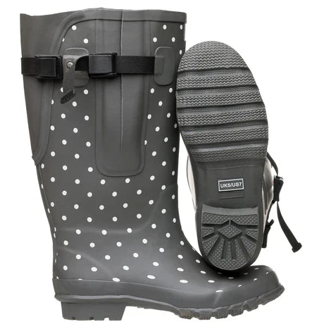 Jileon Rain Boots Extra Wide Calf Womens' Rain Boots - Grey Spot - Up to 20 inch calf. Wide in Foot & Ankle