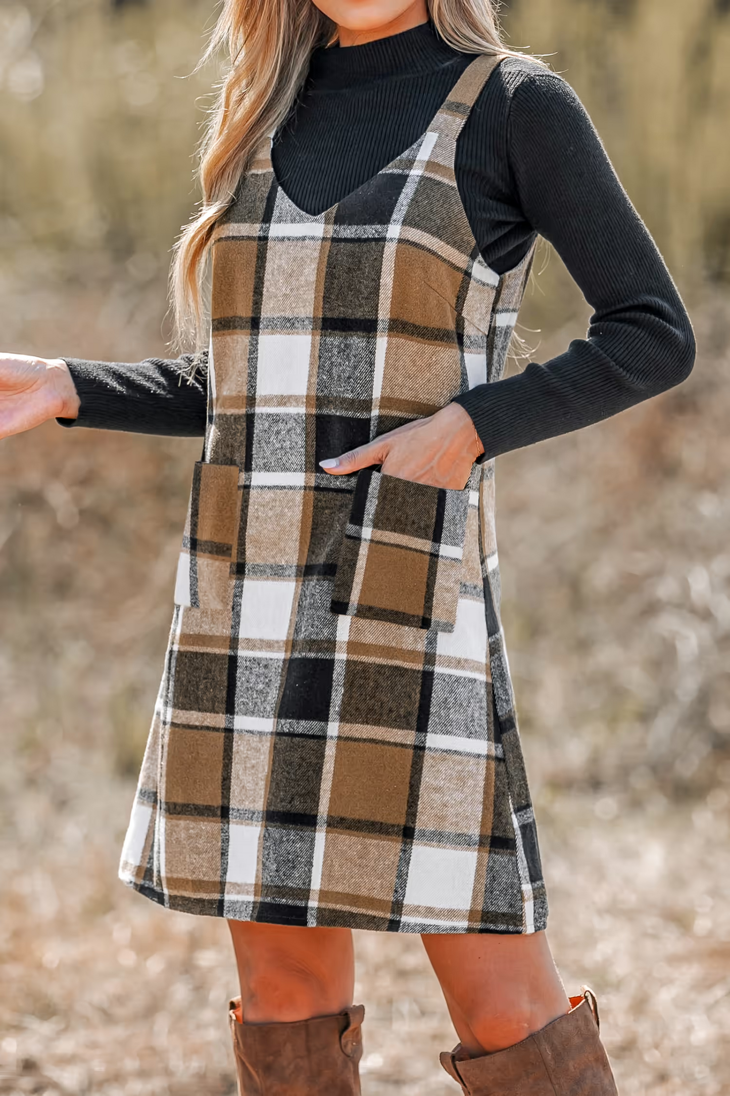 Cupshe Plaid V-Neck Dress (x2)