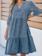 Cupshe Light Denim 3/4 Sleeve Mini Dress