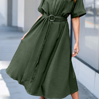 Cupshe Green Collared Short Sleeve Midi Dress (x2)