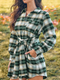 Cupshe Green Plaid Front Button Mini Shirt Dress