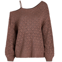 Cupshe Coffee Cutout Crochet One-Shoulder Sweater (x2)