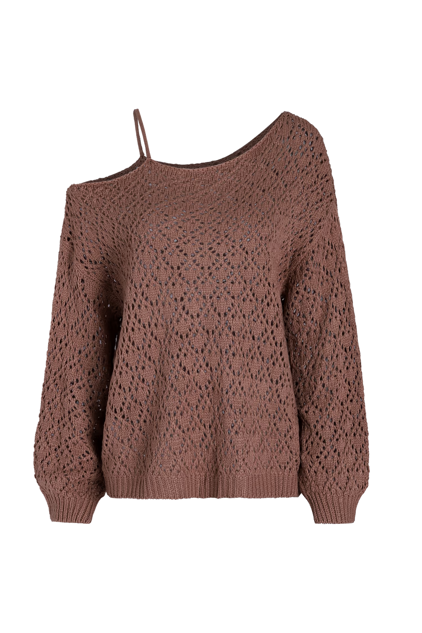 Cupshe Coffee Cutout Crochet One-Shoulder Sweater (x2)