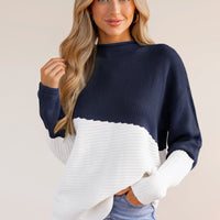 Cupshe Asymmetrical Colorblock Standing Collar Sweater