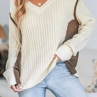 Cupshe Contrast Trim Ribbed V-Neck Pullover (x2)