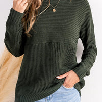 Cupshe Green Round Neck Long Sleeve Knit Sweater