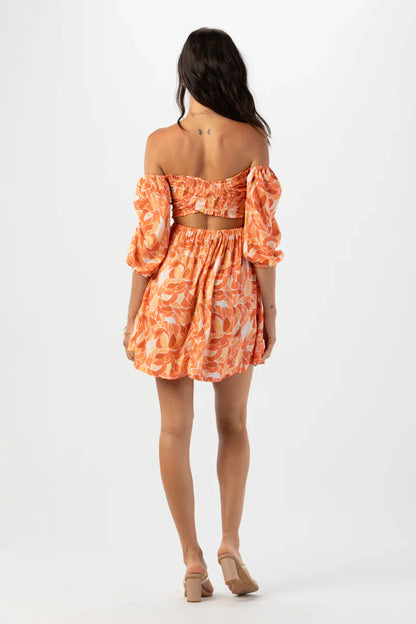 Tiare Hawaii Callum Mini Dress - Scattered Petals Gold