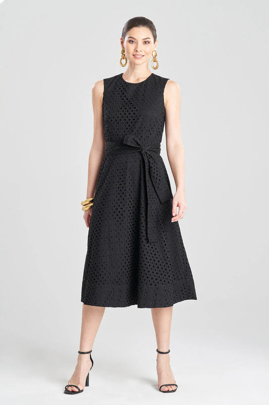 Natori Cotton Eyelet Belted Dress