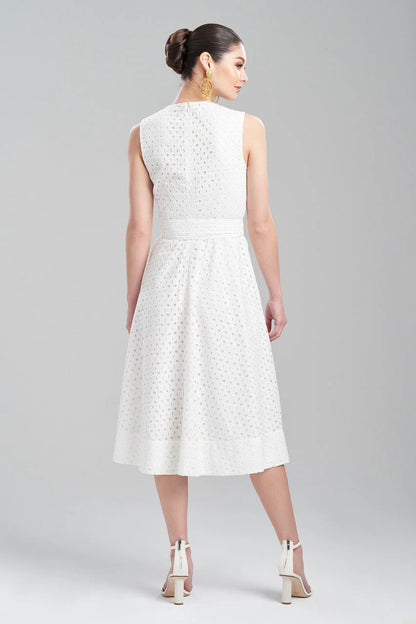 Natori Cotton Eyelet Belted Dress