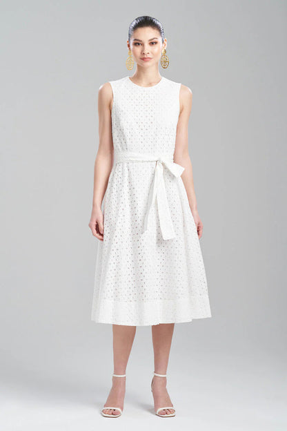 Natori Cotton Eyelet Belted Dress